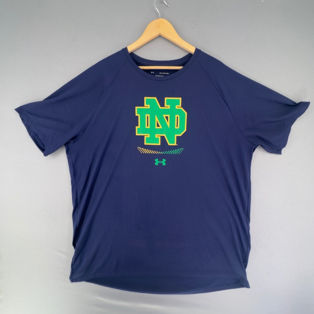 Under Armour Notre Dame Fighting Irish Tech Tee Navy Blue Mens 2XL 26-1514